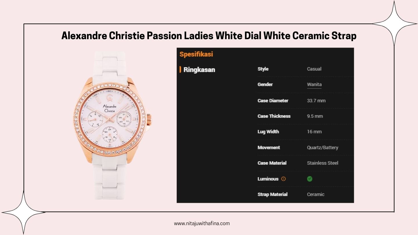 Alexandre Christie Passion Ladies White DIal